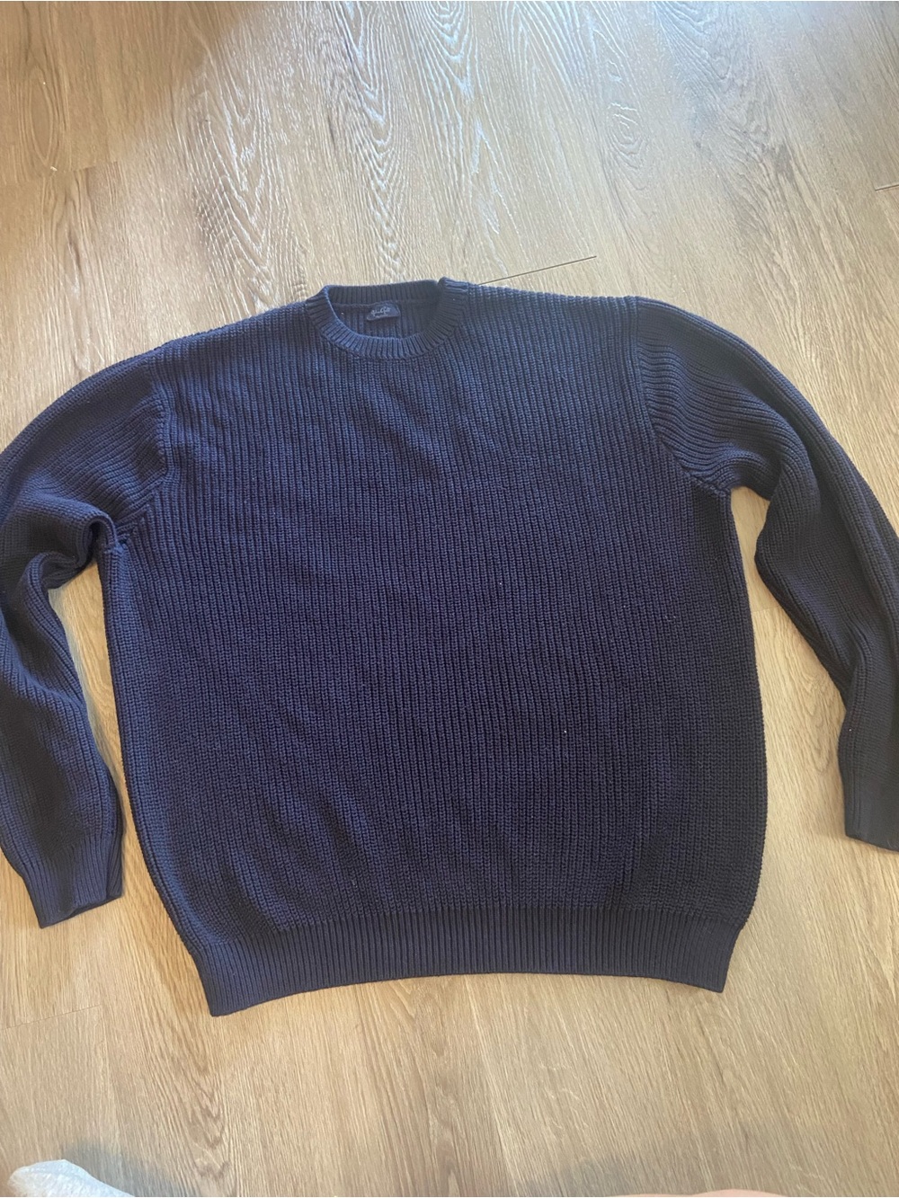 John Galt Navy Ribbed Crewneck Sweater